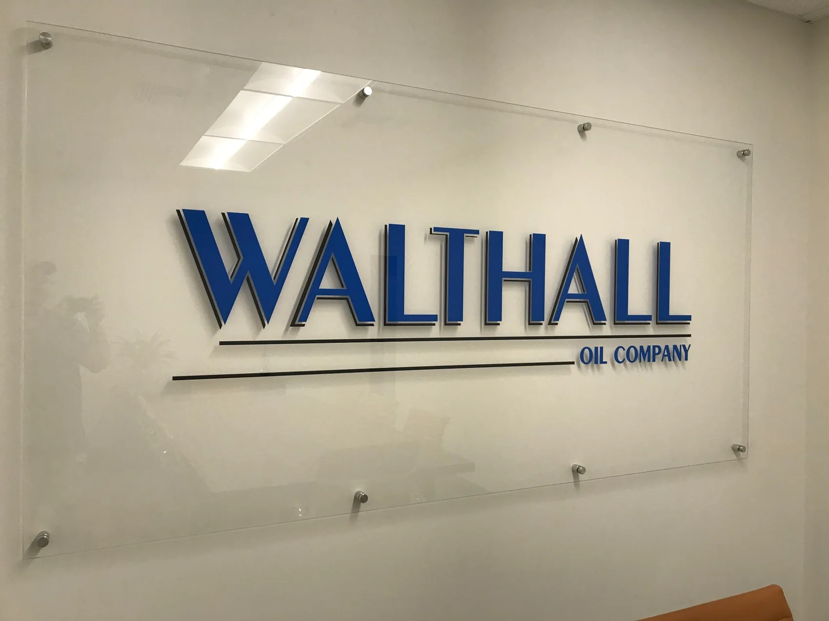 Walthall Oil acrylic and dimensional architectural sign