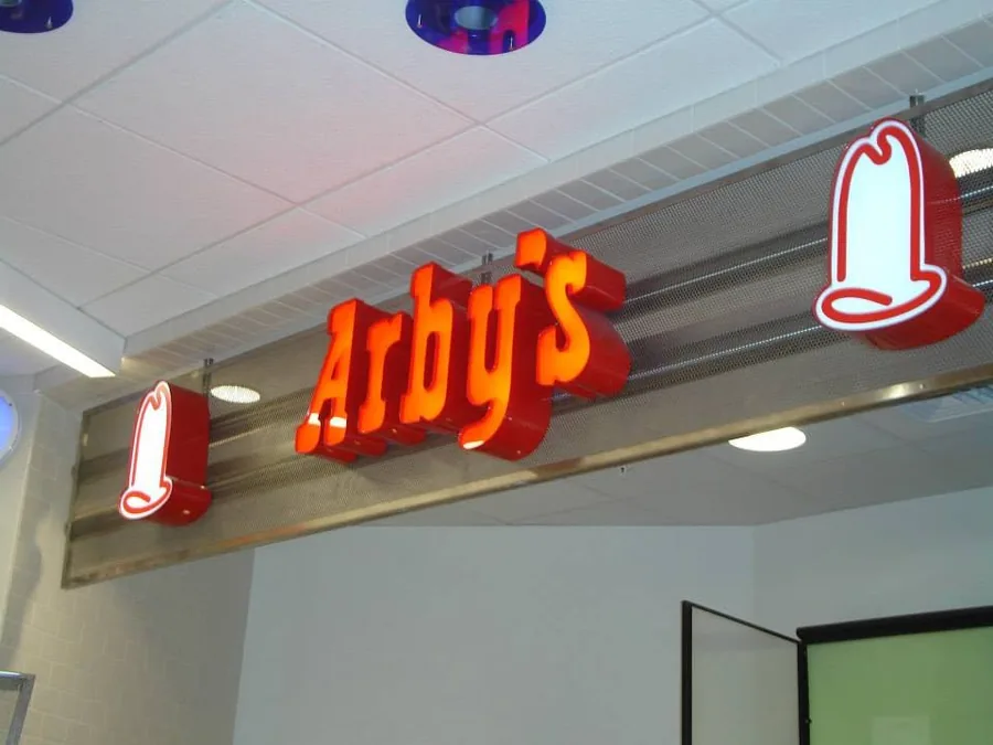 Illuminated dimensional Arby’s restaurant letters